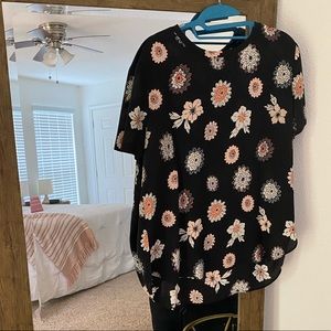 Black and Pink Floral Blouse